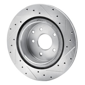 Infiniti G35 Brake Rotor (1) - Rear Left - R1 Concepts - Drilled & Slotted - Silver - `03-`08